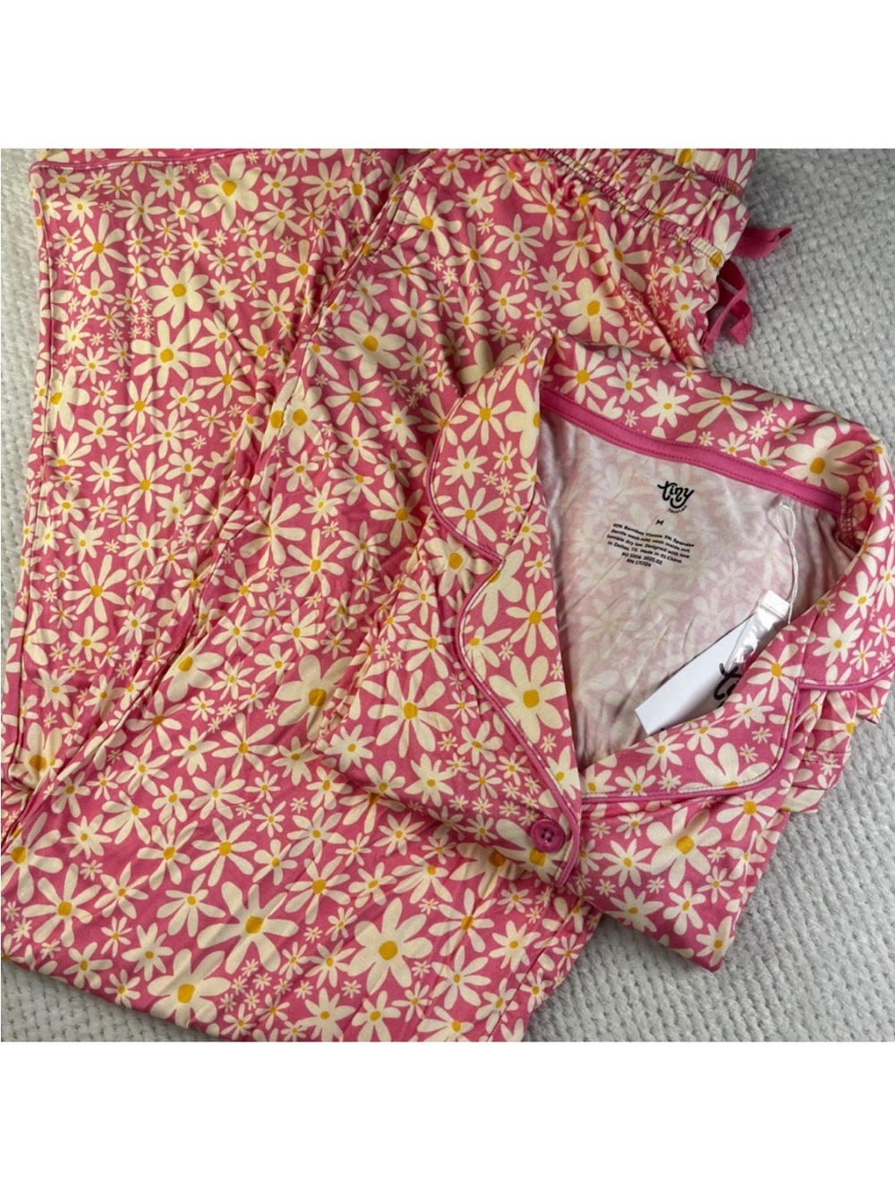 Tiny Talulah Pink Daisy Bamboo Viscose Pajama Set Large